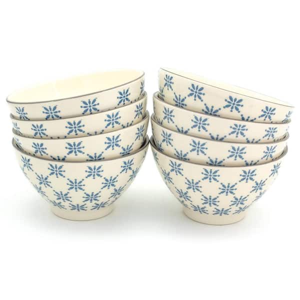 Euro Ceramica Sintra 8-Piece Blue Dining Bowl Set