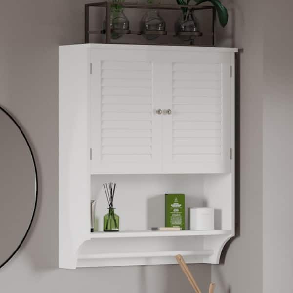 Lavish Home Wall-Mounted Bathroom Organizer - Medicine Cabinet or Over-the-Toilet Storage (White)