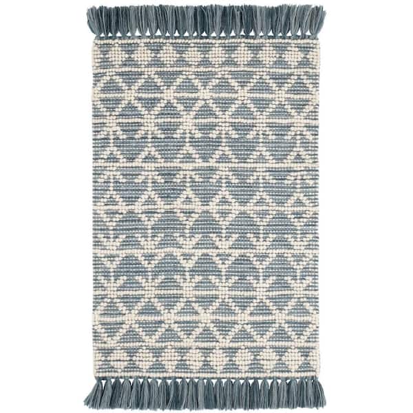 Pembrook Handwoven Wool Blue 3 ft. x 5 ft. Indoor Area Rug