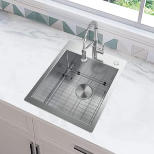 Professional Zero Radius 17 in. Drop-In Single Bowl 16 Gauge Stainless Steel Kitchen Sink with Accessories