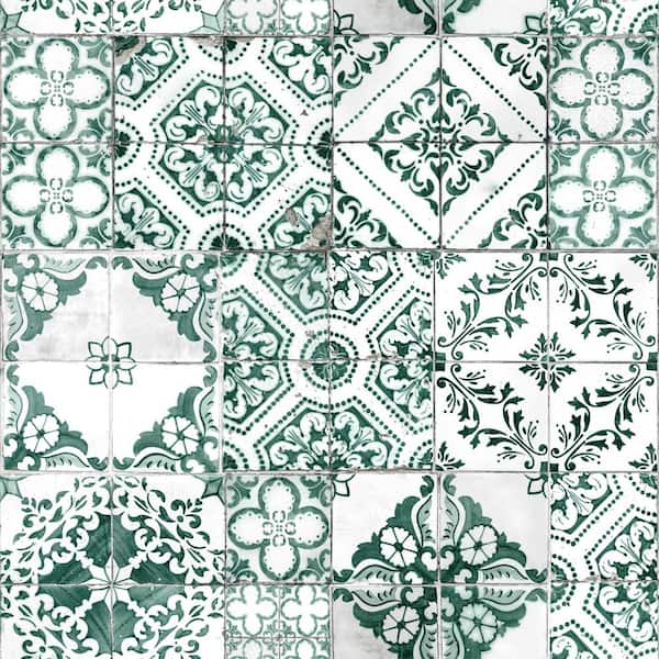 RoomMates Teal Mediterranean Tile Peel and Stick Wallpaper (Covers 28.18 sq. ft.)
