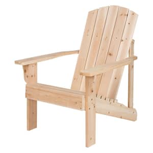 36.25"H Natural Wooden Indoor/Outdoor Mid-Century Modern Adirondack Chair, Home Patio Garden Lawn Furniture