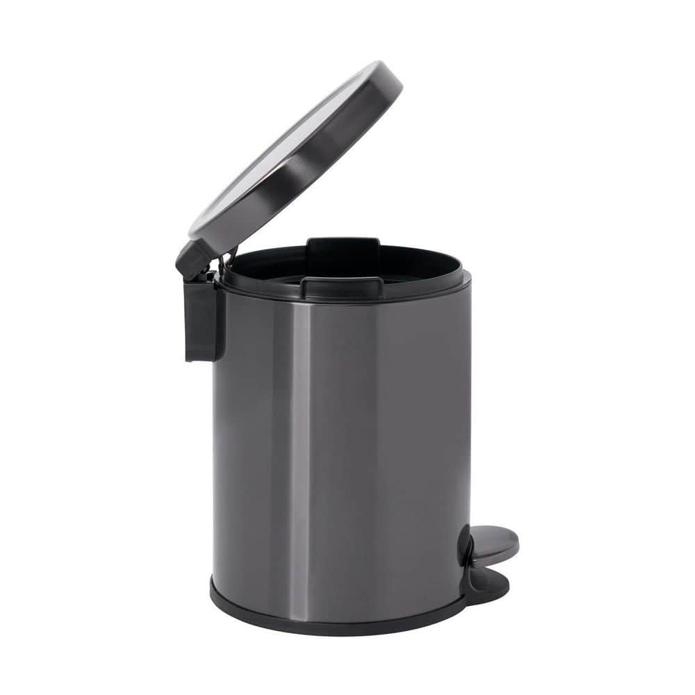 1.6-Gallon Gray Stainless Steel Step-On Trash Can