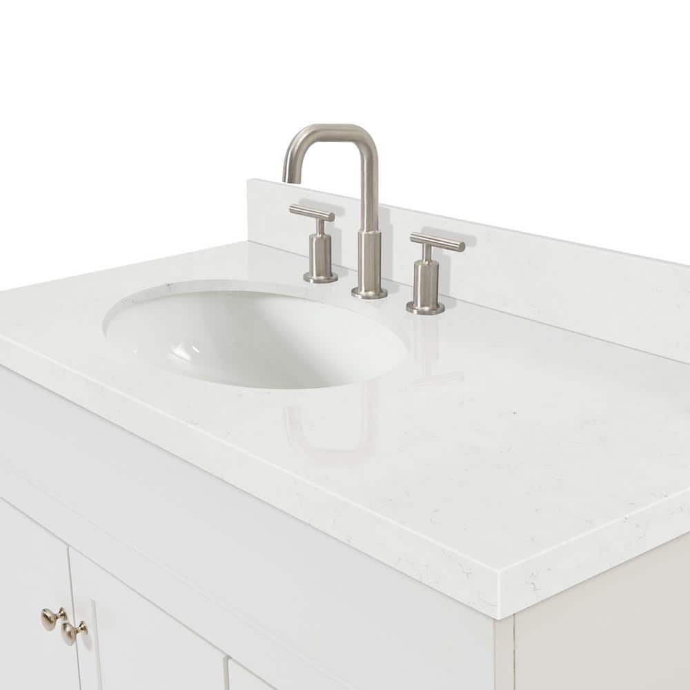 Hamlet 42" White Quartz Single Basin Freestanding Vanity Set