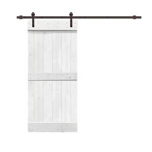 Mid-bar Series 30 in. x 84 in. Pre-Assembled White Stained Wood Interior Sliding Barn Door with Hardware Kit