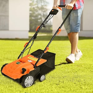 13 in. 12 Amp Corded Scarifier Electric Lawn Dethatcher w/40L Collection Bag Orange