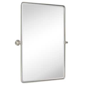 Woodvale 23 in. W x 35 in. H Large Rectangular Metal Framed Wall Mounted Bathroom Vanity Mirror in Brushed Nickel
