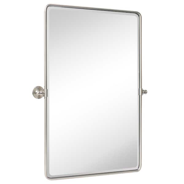 TEHOME Woodvale 23 in. W x 35 in. H Large Rectangular Metal Framed Wall Mounted Bathroom Vanity Mirror in Brushed Nickel