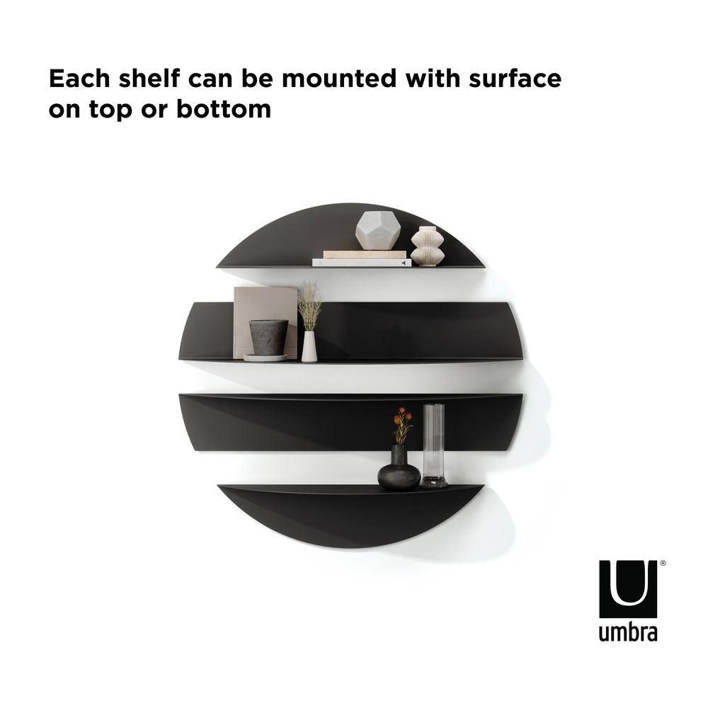 Solis Modern Black Bent Metal Floating Wall Shelf Set