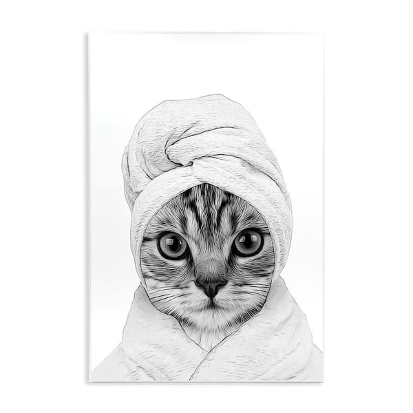 Funny Cat In Bathrobe Portrait by Annalisa Latella Unframed Graphic Art Print Typography 10 in. x 15 in.