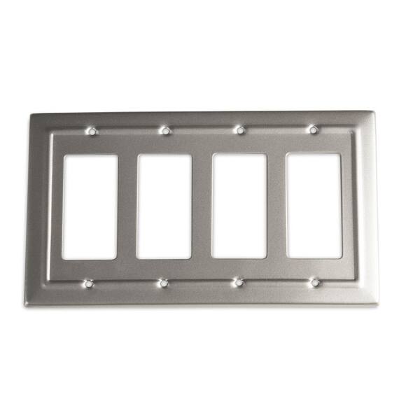 Monarch Abode Architectural 4-Gang Decorator/Rocker Wall Plate (Pewter)