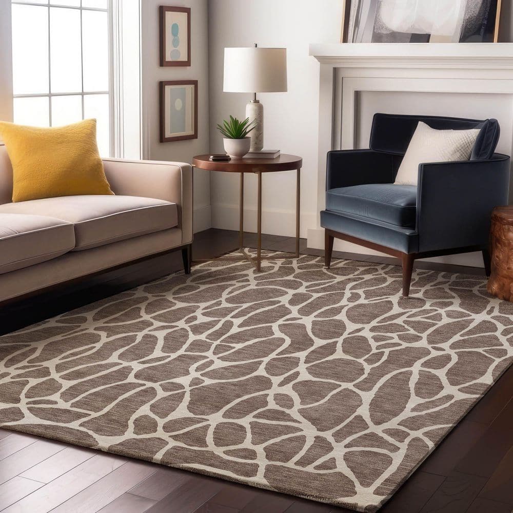 Mayfield Premium Machine Washable Abstract AMF1024 Taupe 3 ft. x 4 ft. Area Rug price history on PriceWatchPro
