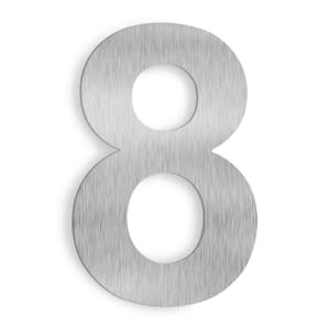 6 in. Satin Stainless Steel Floating House Number 8