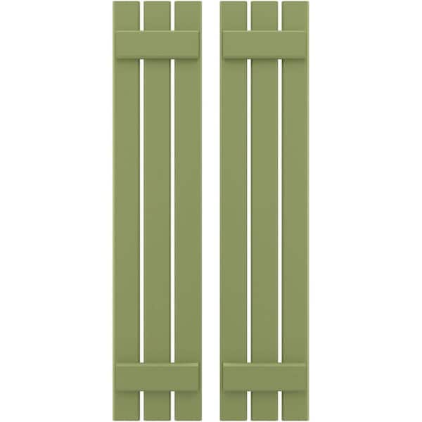 Ekena Millwork 11-1/2 in. W x 62 in. H Americraft 3-Board Exterior Real Wood Spaced Board and Batten Shutters in Moss Green