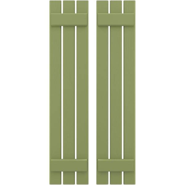Ekena Millwork 11-1/2 in. W x 73 in. H Americraft 3-Board Exterior Real Wood Spaced Board and Batten Shutters in Moss Green