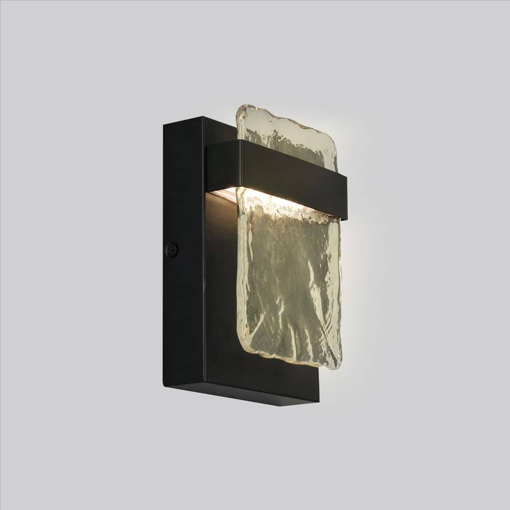 Madrona Black LED Outdoor Wall Sconce with Clear Water Glass