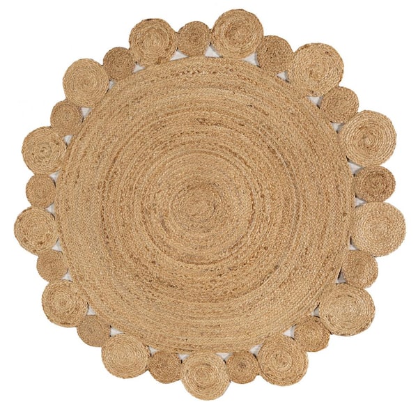 Eden Round Natural 5 ft. Jute Hippy Circle Natural Round Area Rug