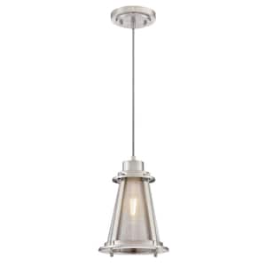 Beatrix 1-Light Brushed Nickel Mini Pendant with Mesh and Clear Glass Shade
