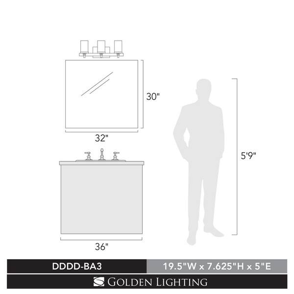 Golden Lighting - Maddox 3-Light Chrome Bath Light