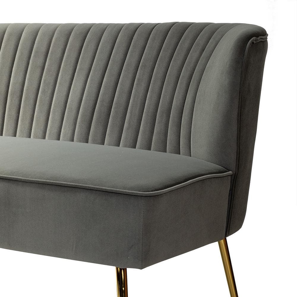 Buy Carmita Grey 47 in. Golden Base Velvet Tufted 2Seats Loveseats