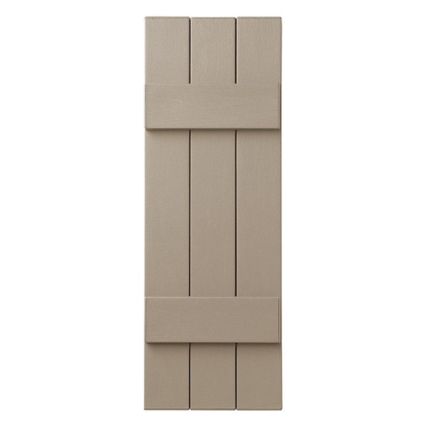 Ply Gem 11 in. x 39 in. Polypropylene Plastic 3-Board Closed Board and Batten Shutters Pair in Pebblestone Clay