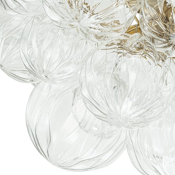 HUOKU Neuvy 20.9 in. W 3-Light Brush Gold Semi-Flush Mount