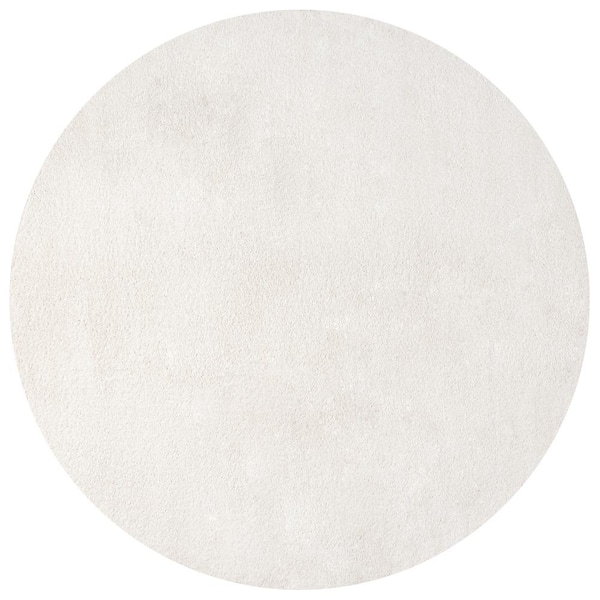 Haze Solid Low-Pile Cream 5 ft. Round Area Rug