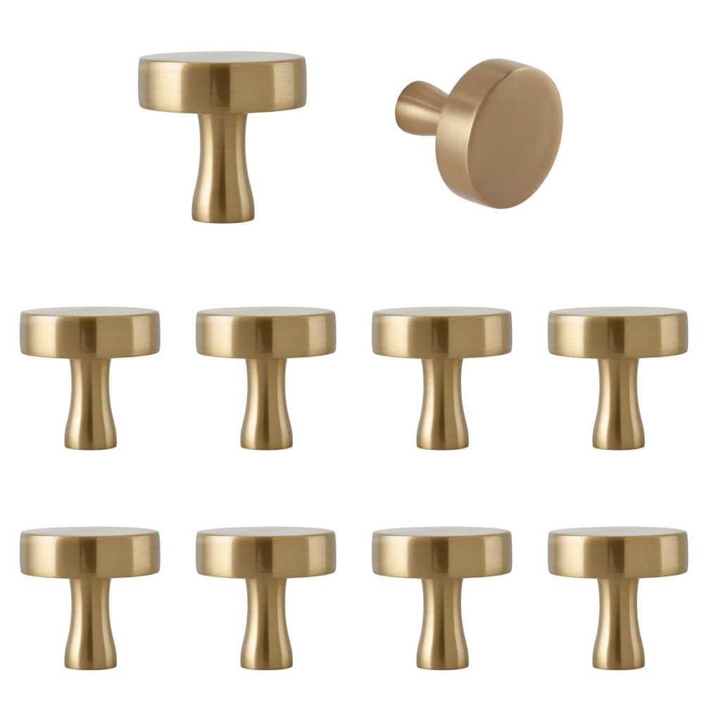 Satin Brass 1-1/8" Round Modern Cabinet Knob