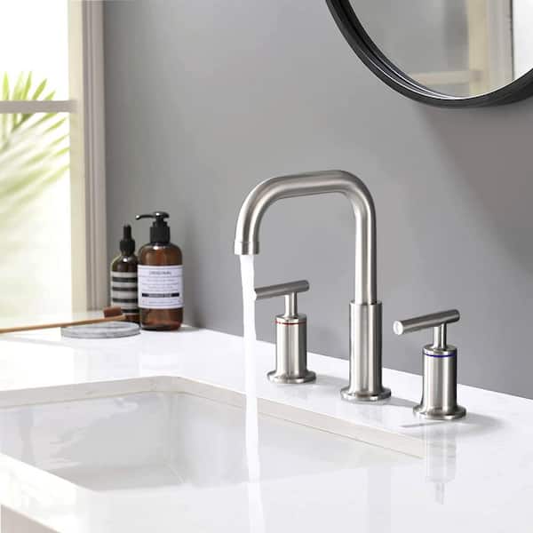 Unbranded Double Handle Standard Kitchen Faucet with Pop Up Drain, Brass Bathroom Faucet, in Brushed Nickel