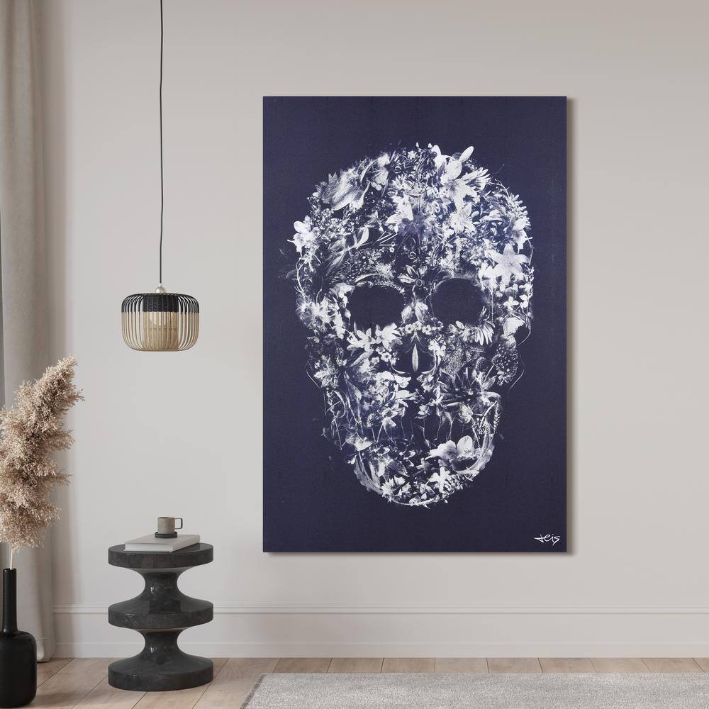 Ethereal Skull Silver Shagreen Wrapped Canvas Wall Art