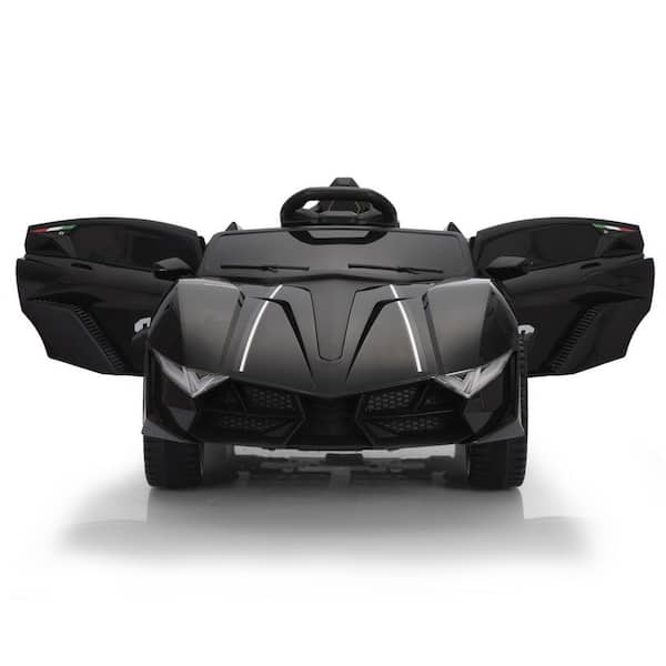 Huluwat Black 12-Volt Kids Car Sport Vehicle with Remote Control and Practical Function for Indoor Outdoor Play