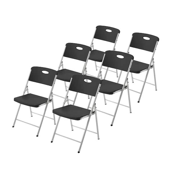 HDX Metal Frame Black/Black Resin Seat Indoor/Outdoor Folding