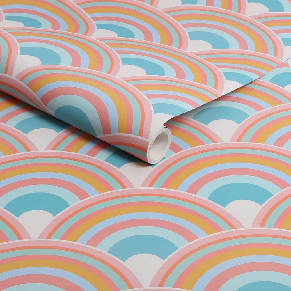 Curve Sky Multicolor Matte Non-Woven Removable Wallpaper Roll