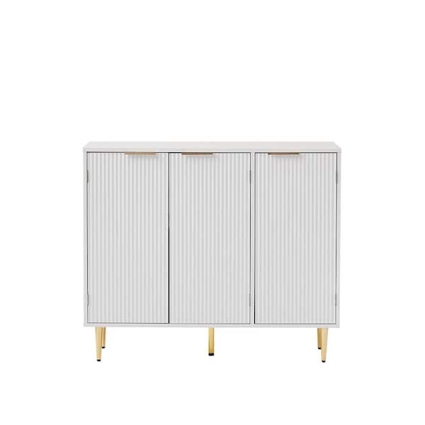 FUNKOL 39 in. W White Large Kitchen Pantry Organizer Cabinet Buffet Storage Cabinet with 4 Shelves and 3 Doors