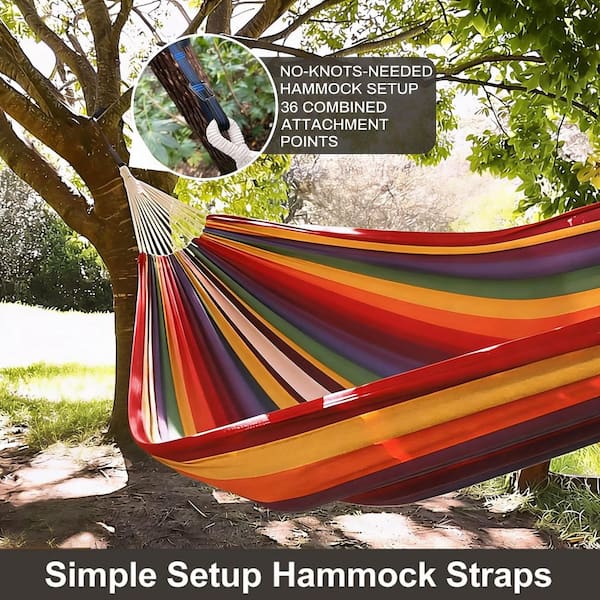 Dベット OGETFUUR 11.3 ft. Double Hammock Bed with Tree Straps, 450lbs