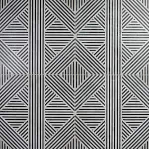 Astoria Black and White Rectangle 4 in. x 0.39 in. Matte Porcelain Tile Sample