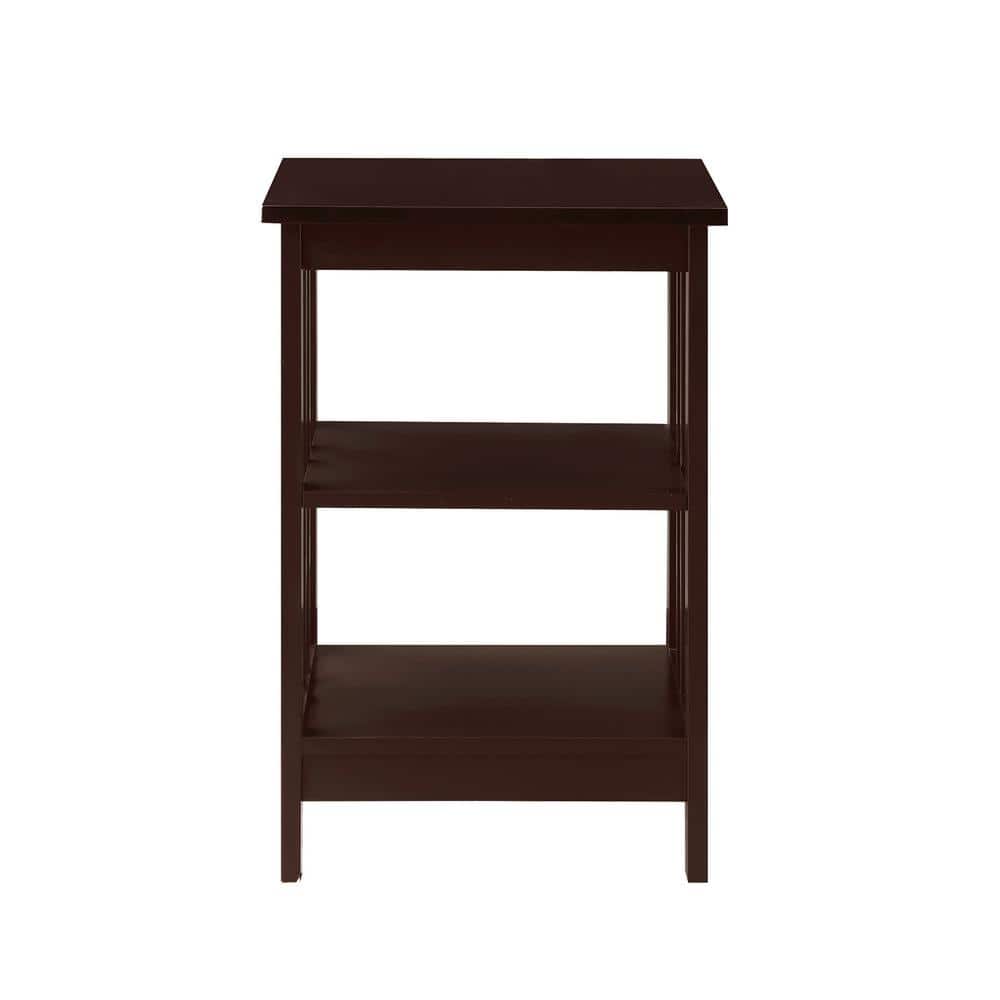 Espresso 24" Rectangular Wood End Table with Shelves