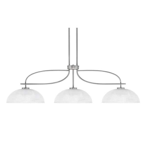 Unbranded Olympia 12.75 in. 3-Light Chandelier Graphite Clear Ribbed Glass Shade