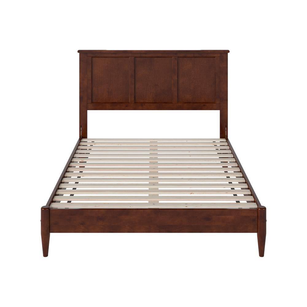 Charlotte Full Walnut Solid Wood Platform Bed with Headboard