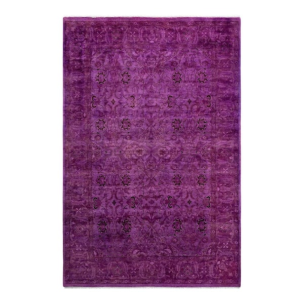 Solo Rugs Fine Vibrance Pink 5 ft. x 8 ft. Solid Wool Indoor Area Rug