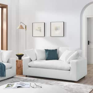Commix 72.5 in. Down Filled Overstuffed Fabric Loveseat in Pure White