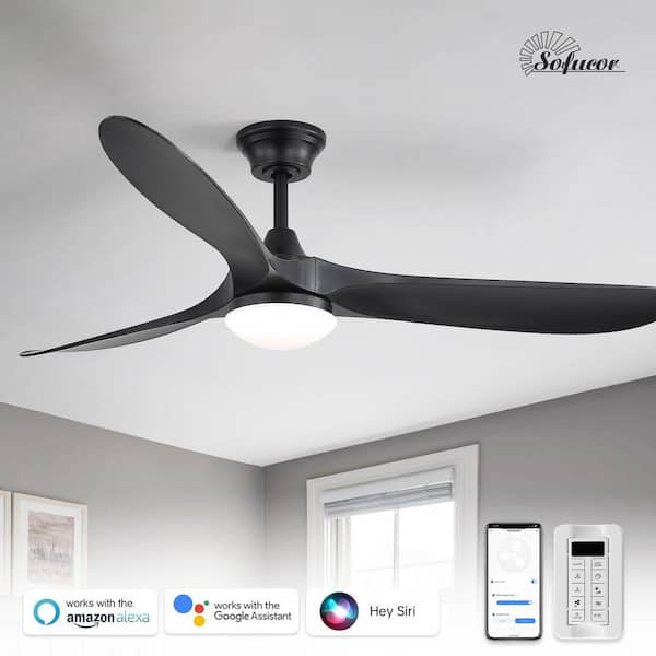 60 in. Smart Industrial Indoor/Outdoor Black Downrod Ceiling Fan with LED Light Kits and Remote/APP Control