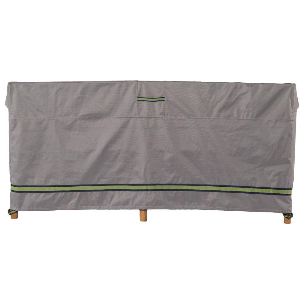 Gray Waterproof Outdoor Patio Sofa Cover with Sporty Webbed Accent