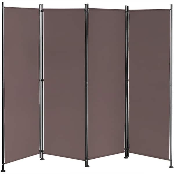 Costway 5.58 ft. Brown 4-Panel Room Divider