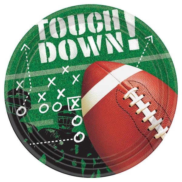 Amscan 7 in. x 0.5 in. Football Frenzy Paper Plates
