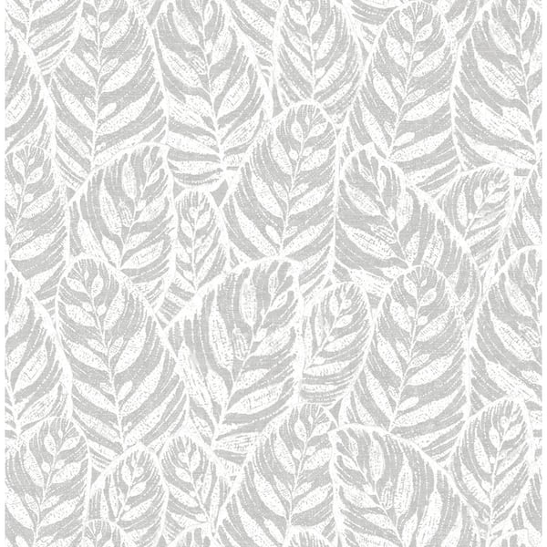 SCOTT LIVING Del Mar Grey Botanical Grey Wallpaper Sample