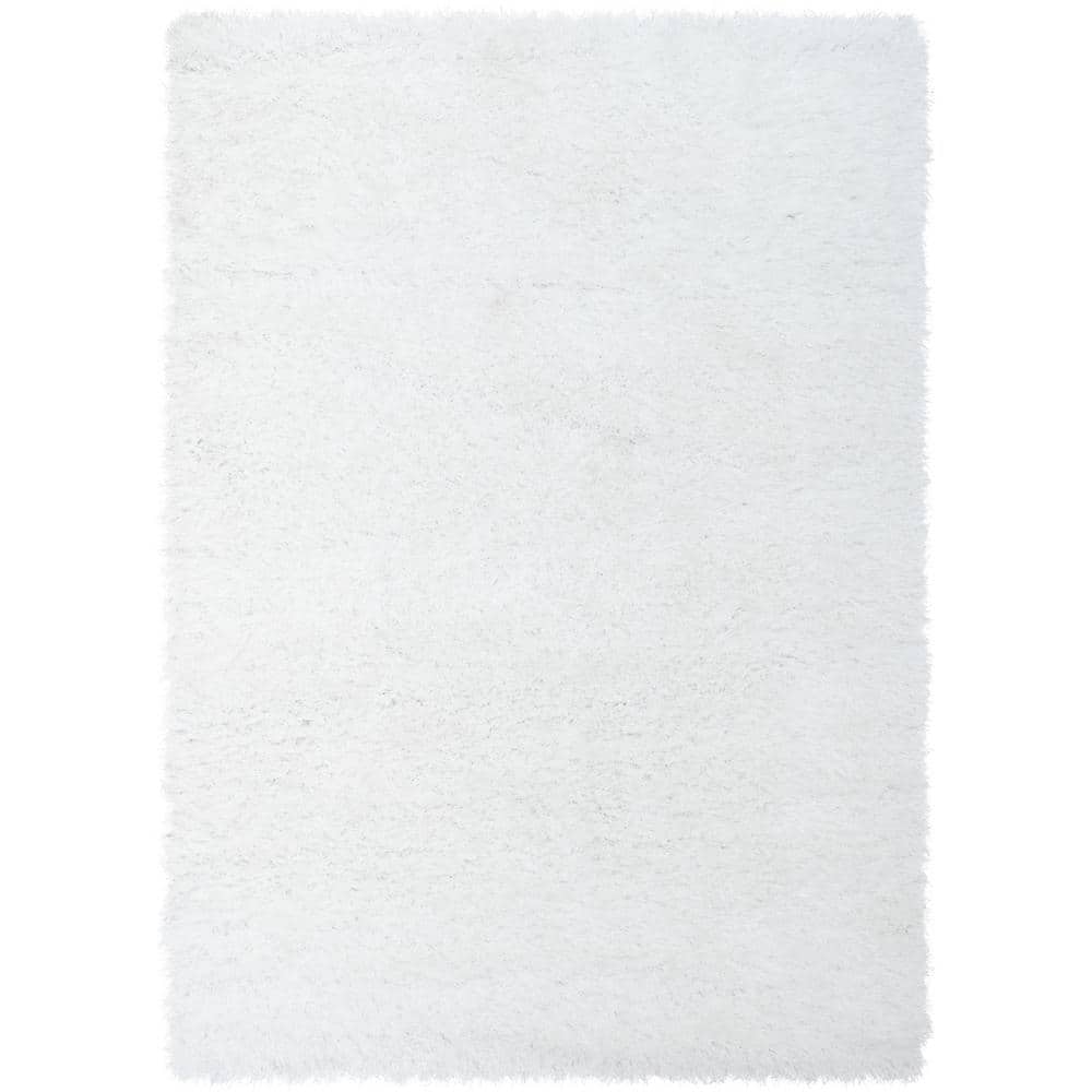 Well Woven Kuki Chie Glam Solid Textured Ultra-Soft White 5 ft. 3 in. x ...