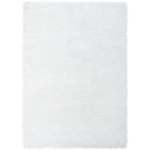 Kuki Chie Glam Solid Textured Ultra-Soft White 5 ft. 3 in. x 7 ft. 3 in. 2-Tone Shag Area Rug