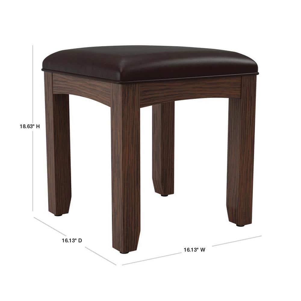 Modern Mission Vintage Oak Cushioned Vanity Bench