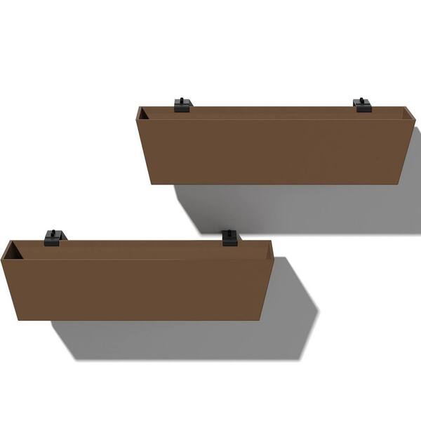 36 Inch Railing Planter 36 in. W x 9 in. H Espresso Plastic Railing Planters, 2-Pack L08WRFH49P ...